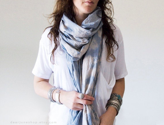 CLOUD YELLOW - tie dyed cotton scarf. Hand dyed. Oversized, lightweight wrap, shawl. Fashion, women accessories. Valentine's gift.