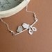 Love Birds with Initial Leaves and Sterling Chain -- Silver Necklace