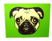 Litho-Pug Notecard  -- Great gift for a Pet-Lover -- Card and Envelope -- Ready to Gift or Use--Blank Inside