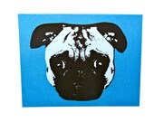 Litho-Pug Notecard  -- Great gift for a Pet-Lover -- Card and Envelope -- Ready to Gift or Use--Blank Inside