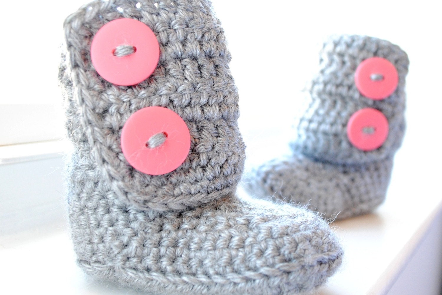 Crochet Baby Booties with Double Button