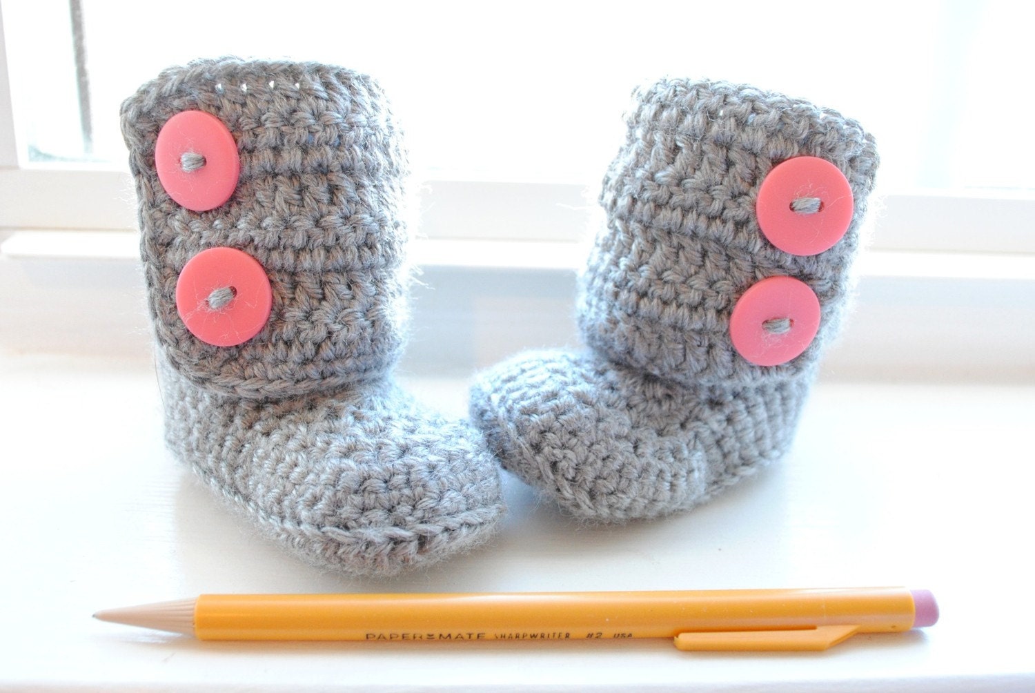 Crochet Baby Booties with Double Button