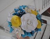Mixed Flower Paper Flower Bridal Bouquet - Roses Kusudama Spiral Rosettes Origami