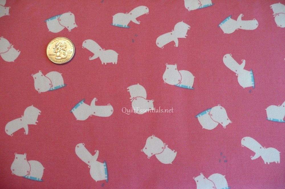 Daiwabo Japan Hippos in Pink Cotton CANVAS - Fat Quarter