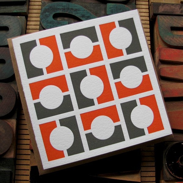 Orange & Gray Modern Letterpress Card