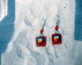 Rainbow of color fused glass & dichroic earrings