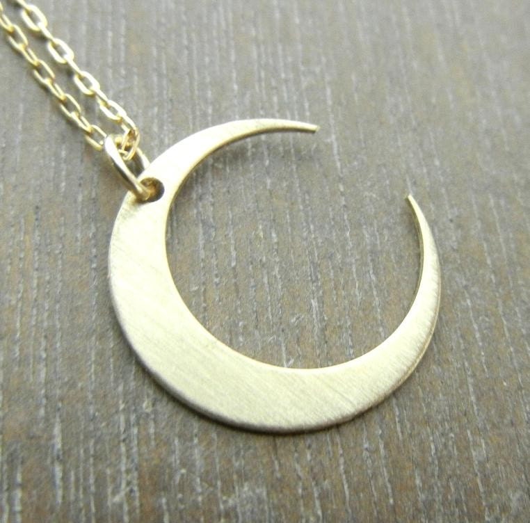 Gold Moon Necklace - MIDNIGHT in GOLD Crescent Gold Filled Simple Necklace