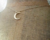 Silver Moon Necklace - MIDNIGHT Brushed Sterling Silver Crescent Moon Necklace