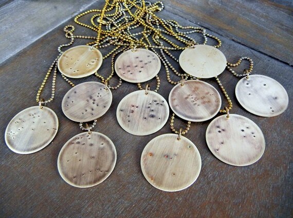 Sagittarius Necklace - Constellation Jewelry, November - December Birthday Stamped Zodiac Necklace by E. Ria Designs
