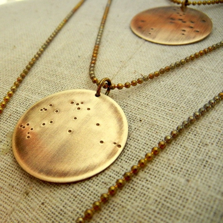 Sagittarius Necklace - Constellation Jewelry, November - December Birthday Stamped Zodiac Necklace by E. Ria Designs