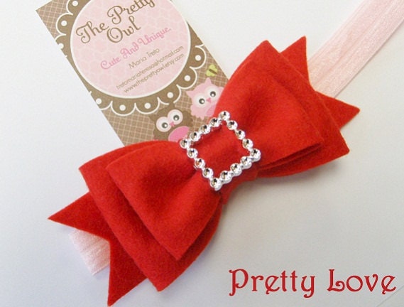 Miss Elegance. Felt Bow. Newborn. Baby. Girls Headband. Custom Size. Wool Felt.