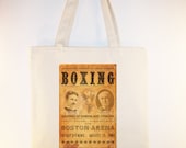 Vintage Mock Boxing Illustration Edison vs. Tesla transferred onto 15x15 Canvas Tote -- other bag sizes available