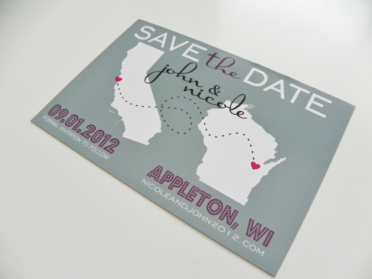 Save the Date Magnets Postcard Size Custom State Map Set of 48 - Love Will Find A Way Series