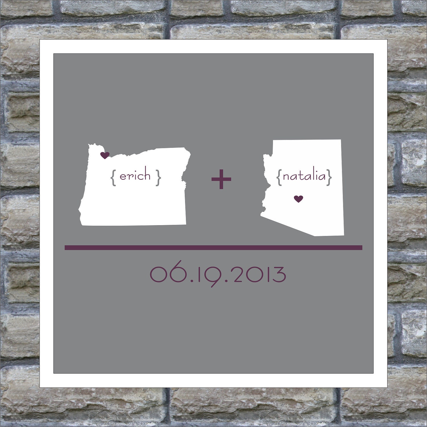 Love Map State Art Personalized Map - Love Arithmetic Print - 12x18 Any Location Avaliable Worldwide