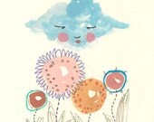 Original Cloud Illustration, Original Flowers Art, Through All Weathers