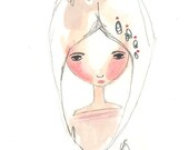 Whimsical Girl illustration, Original Artwork, Creativity Buzzing
