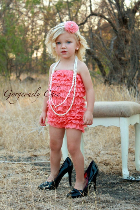 Glamorous Vintage Rose lace petti romper, photography prop, birthday free matching headband