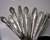 Vintage Charm - Silverware garden marker - SET of 8 - forks knives spoons - PERSONALIZE an ORDER - Hand Stamped