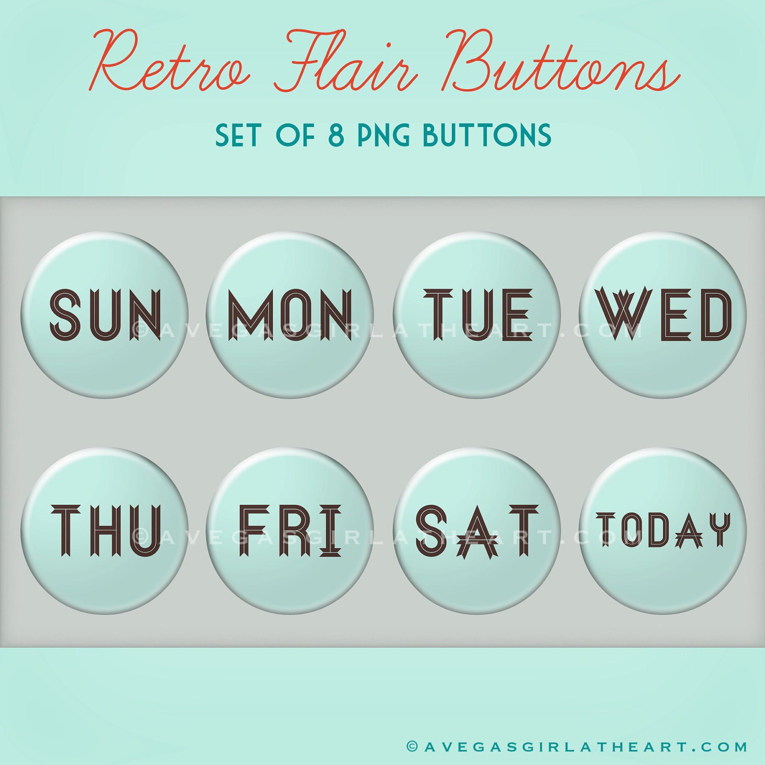 Retro Flair Buttons - Digital Scrapbooking