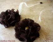 Chocolate Brown Color Burlap Magnetic Tie Backs Flowers