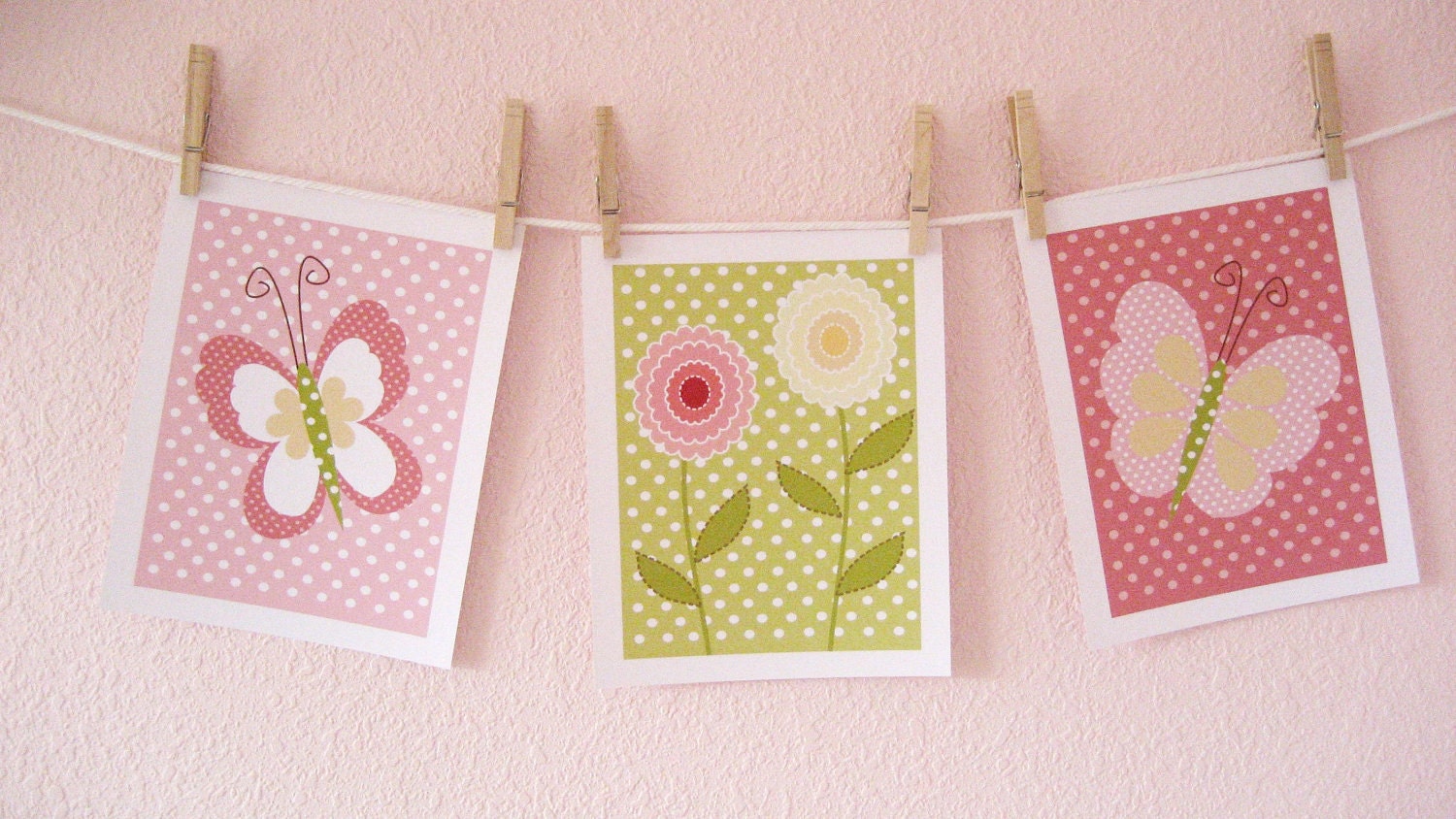 Butterfly Children's Art Prints, Nursery Wall Art- Pottery Barn Inspired-Set of three 8x10