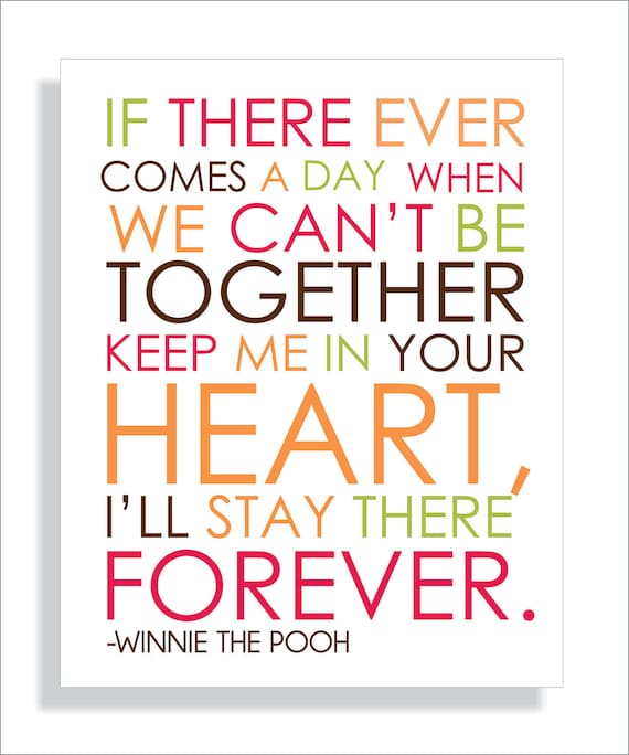 Pooh Bear Quote Modern Art Print Typography 8x10 Nursery wall decor, Kids Wall Art, Playroom wall art