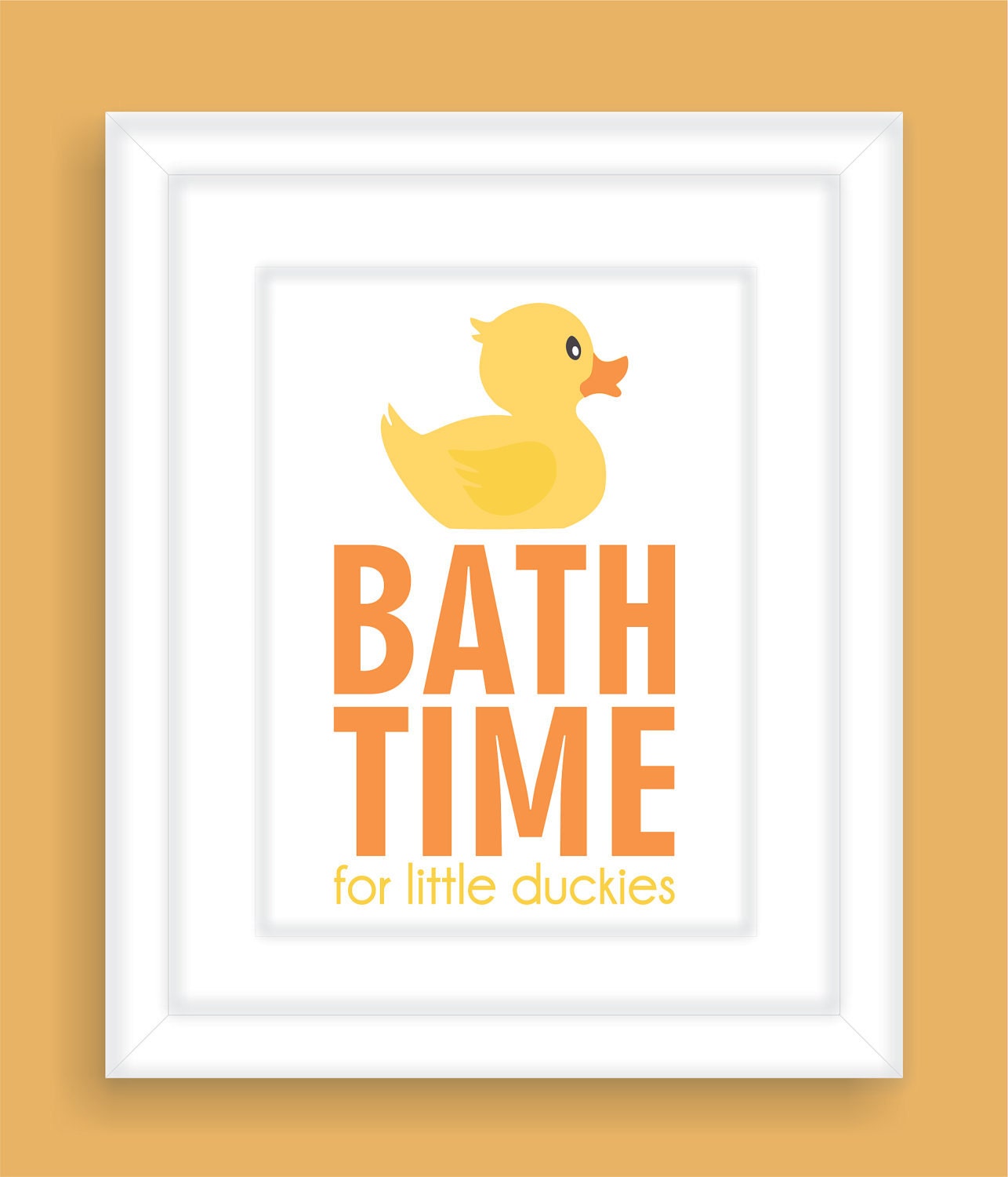 Bathroom Art Print  for Children - Bath Time Rubber Duck - 11x14 Nursery Wall Art, Kids bathroom decor