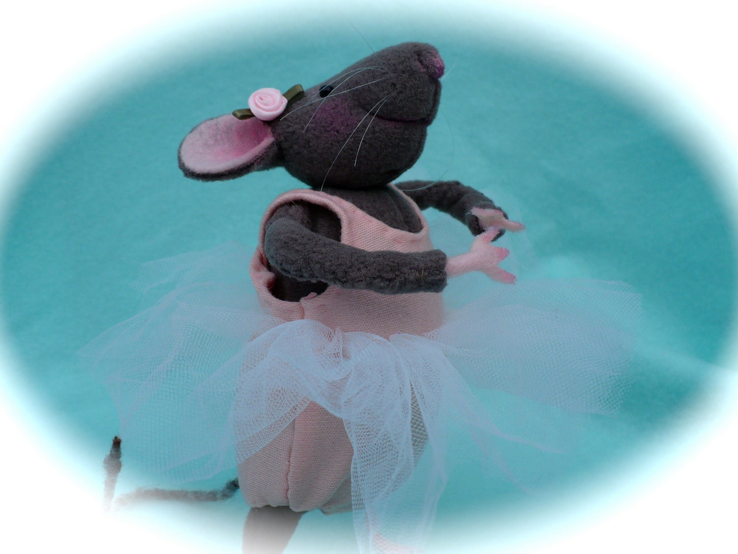 Dancing Grey Ballerina Mouse,  Rat, OOAK,Soft Sculpture By Grannancan