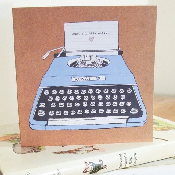 Just A Little Note - Typewriter Illustrated Note Card