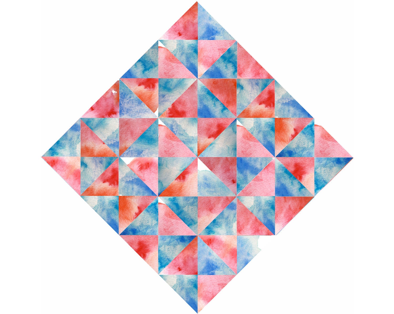 PRISM geometric watercolor art print in pink, orange, blue