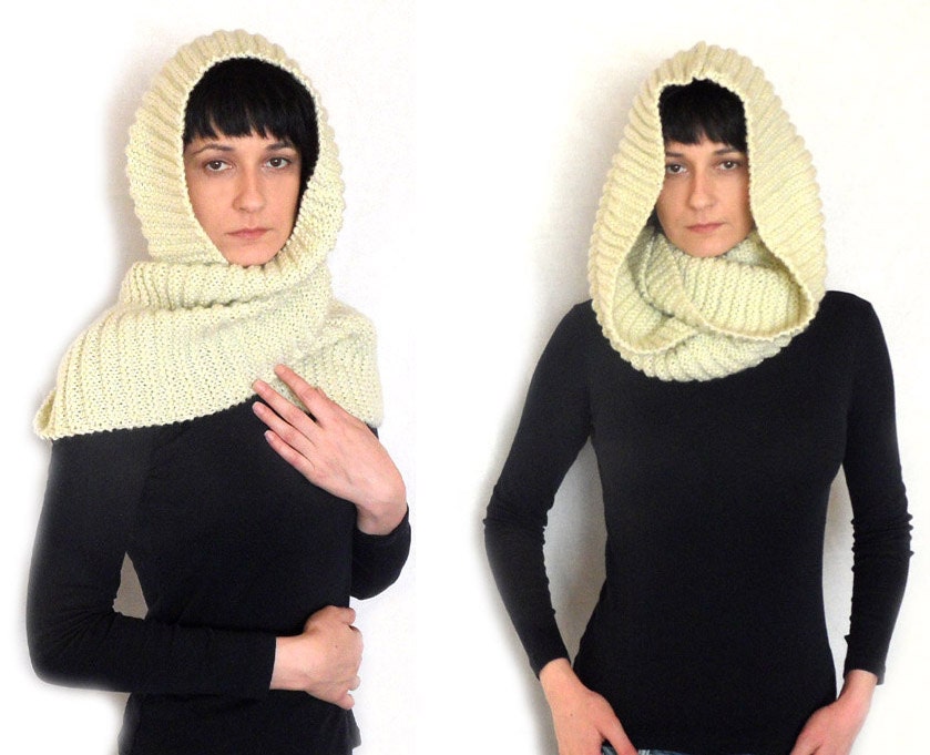 Extra Long Infinity Scarf Ribbed Knit Scarf Cream Neckwarmer Chunky Eternity Scarf Warm Winter Cowl Women's Tube Scarf - KS0002 - Aimarro