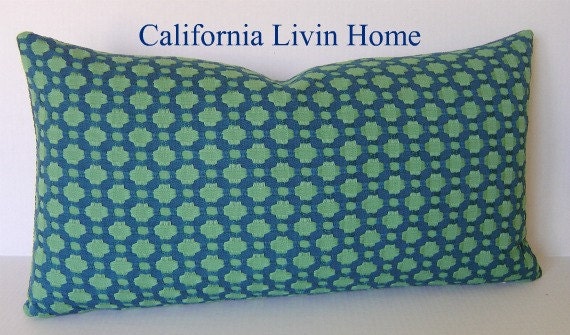 F Schumacher Betwixt Lumbar Pillow Cover / Seaglass / 12" x 20" / Hidden Zipper Closure / Designer Fabric / Decorative Pillow