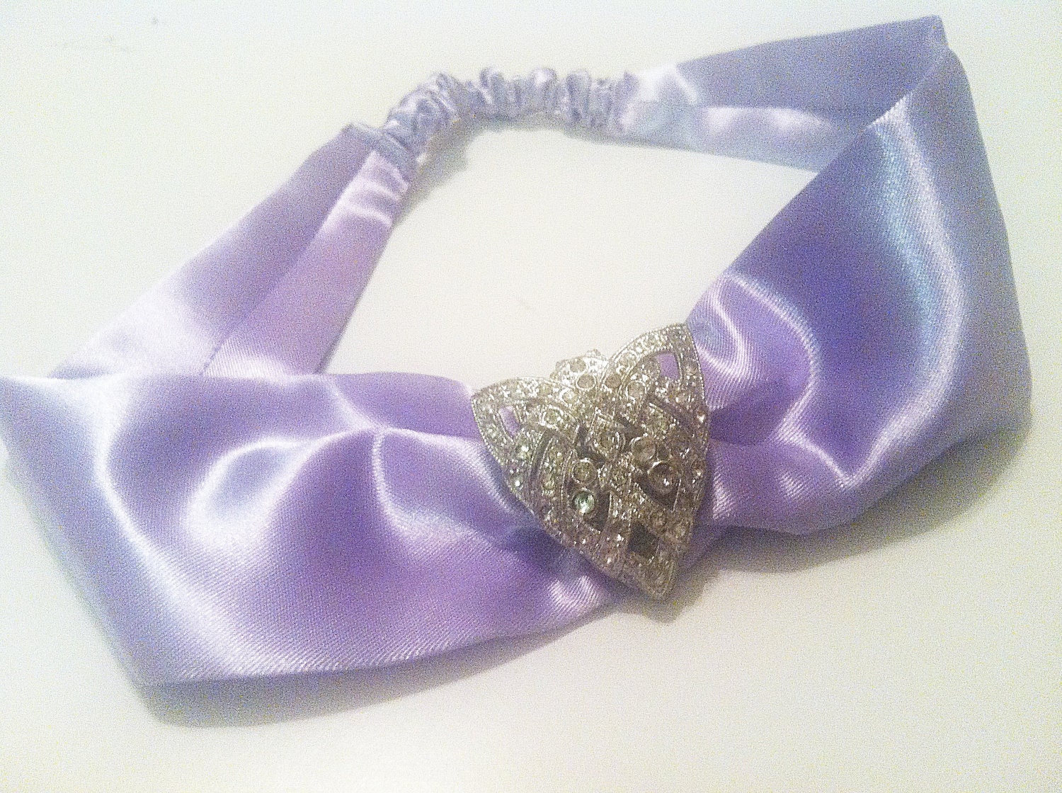 1920's Style Art Deco Lavender Rhinestone and Silk Head Wrap/Turban -Vintage Bride Antique Wedding The Great Gatsby