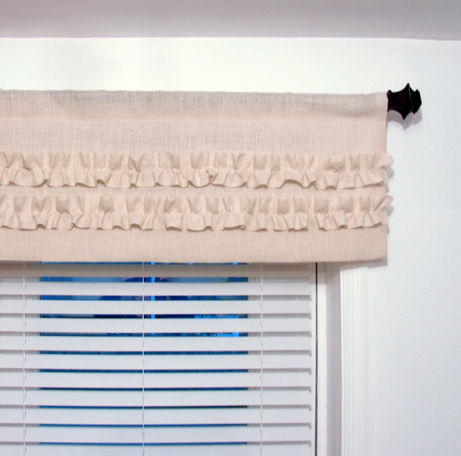 Burlap Ruffled Valance Red Rustic Curtain