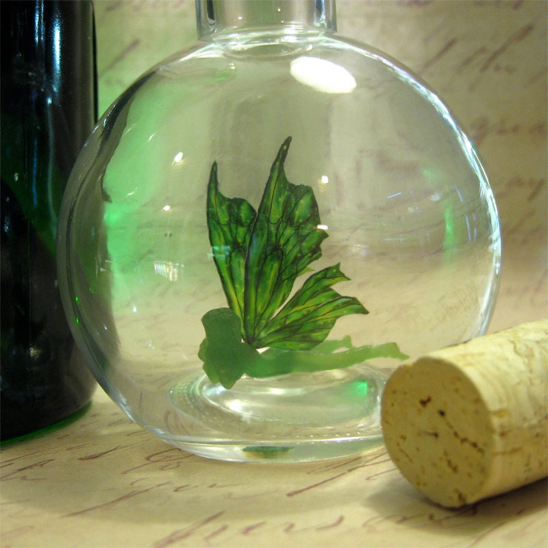 The Green Fairy - Absinthe Faerie bottle  MADE TO ORDER