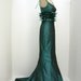 Iridescent silk dress decorated with small leaves