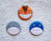 Totoro and Cat Bus - 1.25" Anime Pin-back buttons Set of 3 Designs