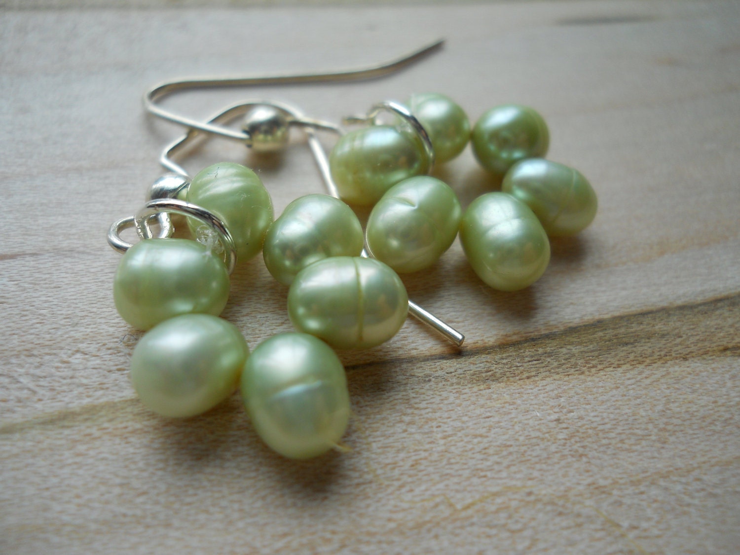 Mint Green Freshwater Pearl Loop Earrings
