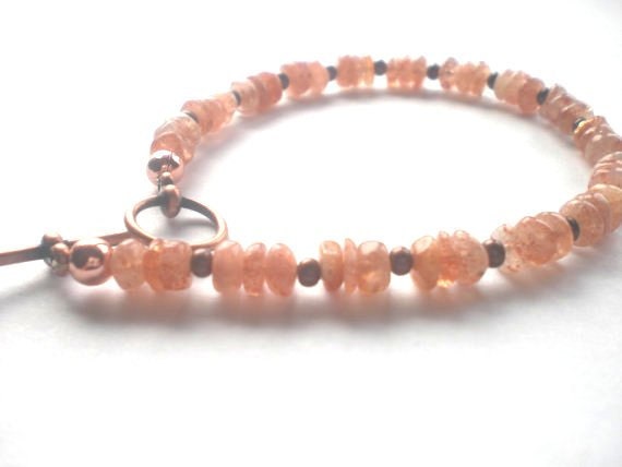 Sunstone and Copper Beaded Bracelet