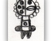 Sprout......Original Art, Child Illustration 1.5" x 2"