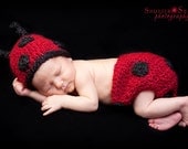 PDF Crochet Pattern Little Ladybug Newborn Beanie And Diaper Cover Set Photo Prop Sell What You Make