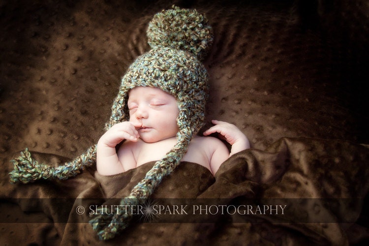PDF Crochet PATTERN Earthy Earflap Baby Photo Prop Hat Crochet Pattern Sizes Newborn and 0-6 Months Sell What You Make
