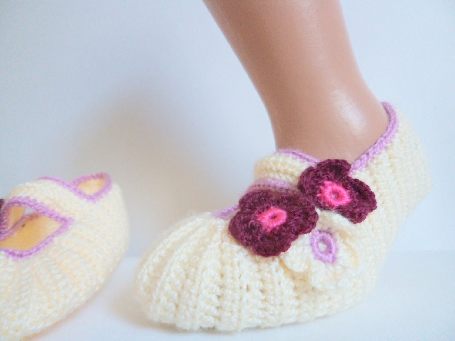 Womens House Slipper Crochet Cream Slipper Socks,Spring Fashion cream ivory turkish istanbul