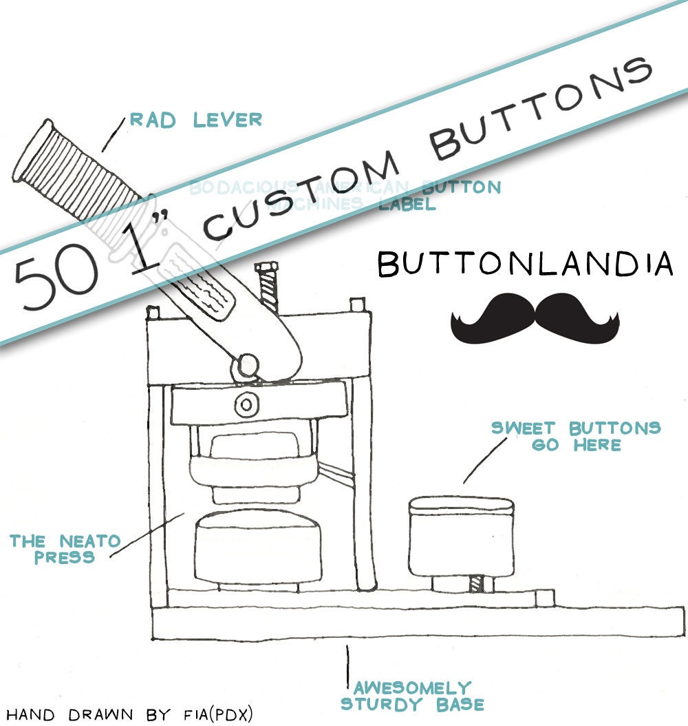 Custom Pinback Buttons - Set of 50 1 Inch (Small) Buttons - Great for Party Favors, Weddings, Promo, Business, Band, Etc.