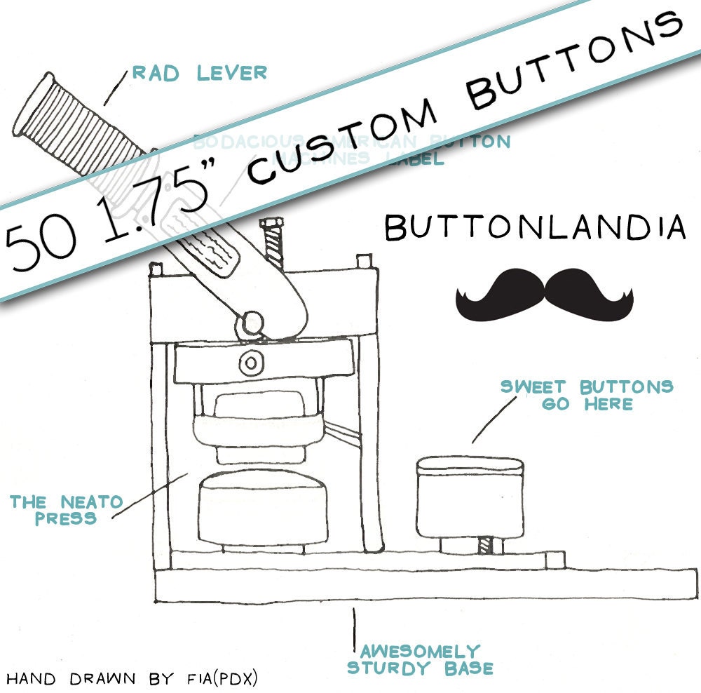 Custom Pinback Buttons - Set of 50 1.75 Inch (Medium) Buttons - Great for Party Favors, Weddings, Promo, Business, Band, Etc.