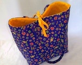 Purple Tote Bag Purse Handbag Mary Engelbreit Royal Jewels Fabric Gold Jewels Heart Diamond Flower
