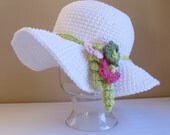 CROCHET PATTERN - Spring Garden - a spring/summer hat with flowers in 6 sizes (Infant - Adult S) - Instant PDF Download