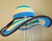 CROCHET PATTERN - Poolside - a wide brimmed summer hat in 3 sizes (Adult small, medium, large) - Instant PDF Download