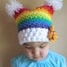 CROCHET PATTERN - Over the Rainbow - a colorful square hat with butterfly and pom-poms in 6 sizes (Infant - Adult S) - Instant PDF Download