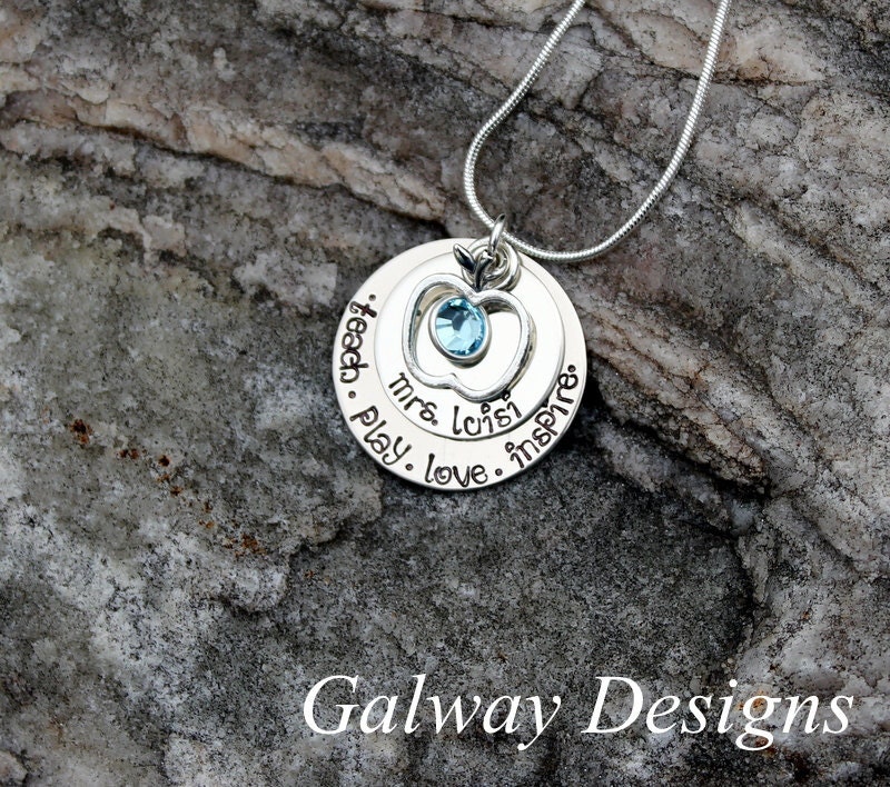 Hand Stamped PRESCHOOL Teacher's Pendant